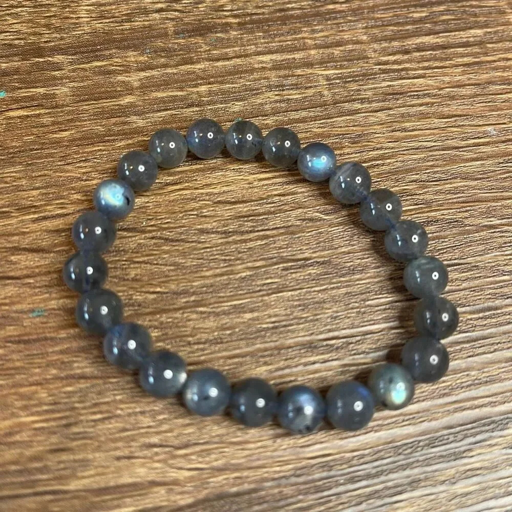 Labradorite high quality super flashy stretch beaded bracelet ONE new handmade